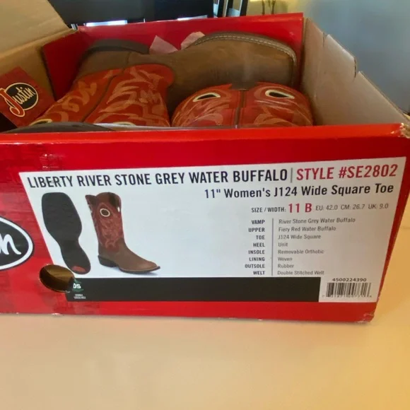 Justin Boots Red and Brown Western Boots - Picture 6 of 9